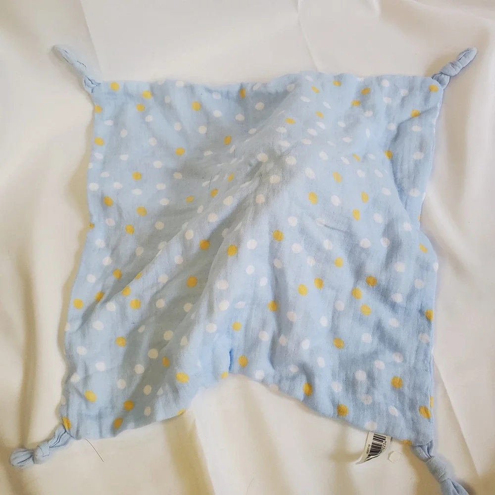 Parents Choice Polka Dot‎ Muslin Bunny Rabbit Lovey Security Blanket Rattle Blue